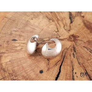 Sterling Silver 925 Vintage Crescent Stud Earrings